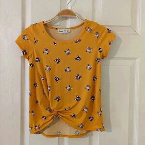 Dream Girl Yellow Dog Frenchie Girls Shirt Soft Cute Size 8-10 Medium‎